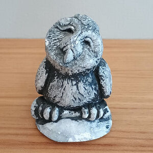 Vintage Mt St Helens Ash Owl Sculpture Figurine Handcrafted Signed Bekka